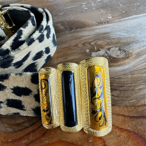 Vintage belt leopard belt cheetah belt Gay Boyer adjustable jeweled belt main image 13